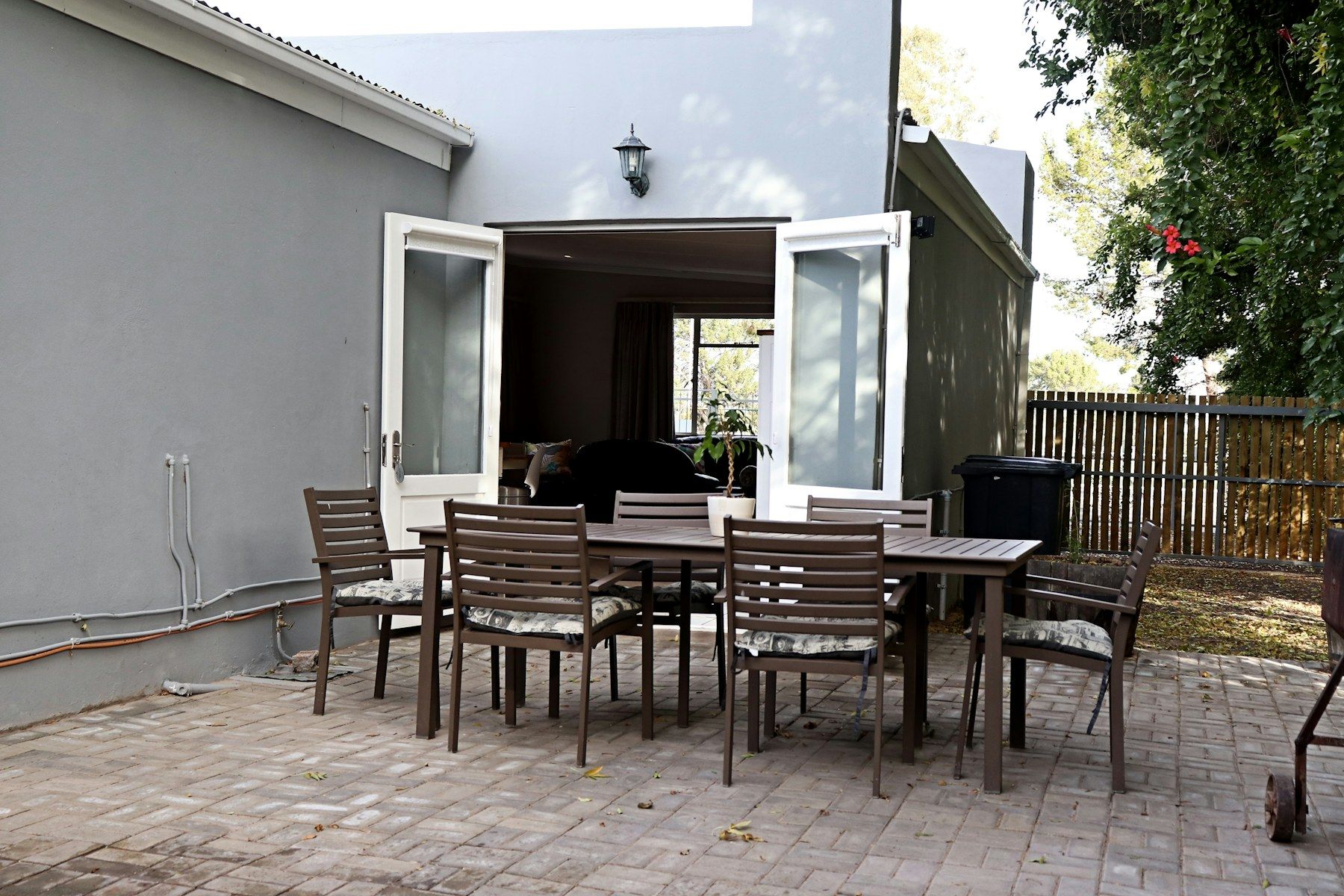 The patio with outdoor dining